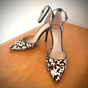 Marc Fisher "Kiley" Pony Calf Hair Spotted Ankle Strap Pumps 6M